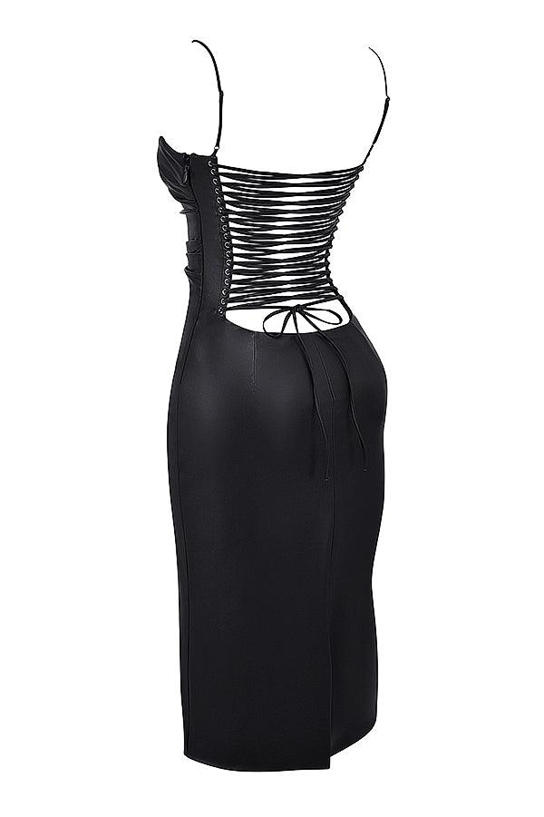 Leren midi-jurk met strak silhouet – Raven