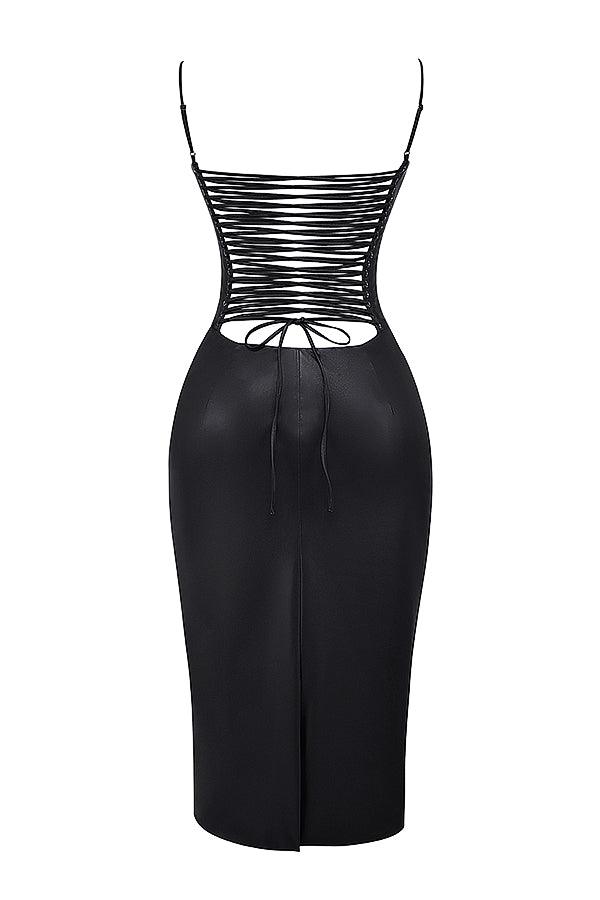 Leren midi-jurk met strak silhouet – Raven