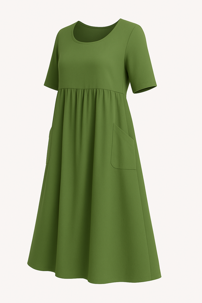 Relaxed maxi-jurk met ronde hals – Elin