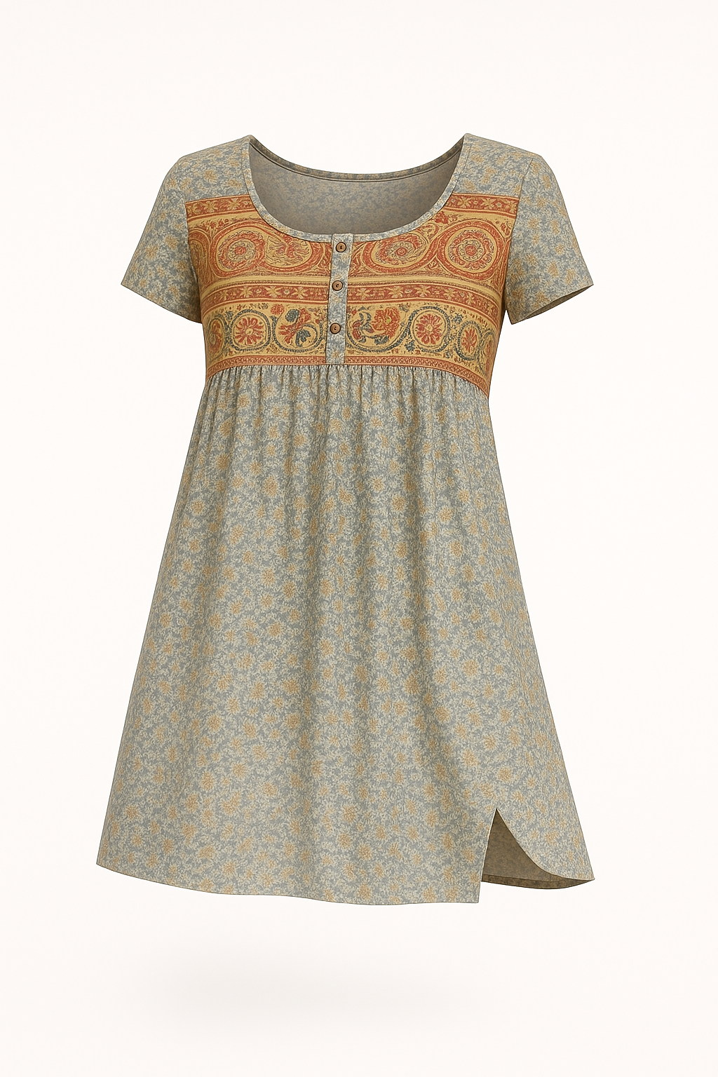 Boho zomerjurk met patchwork en empire-taille – Luna