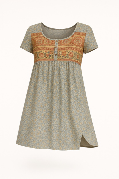 Boho zomerjurk met patchwork en empire-taille – Luna