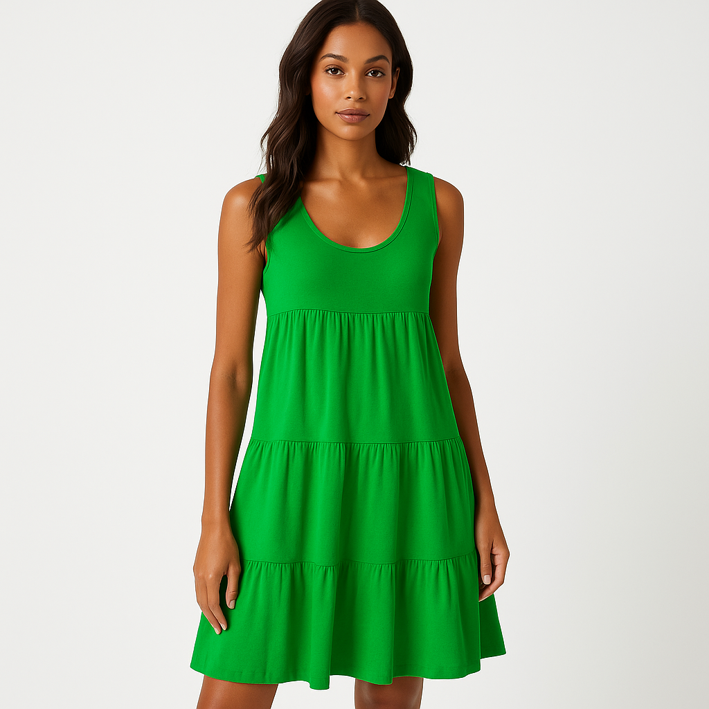 Boho mouwloze mini-jurk met ruches – Eliza