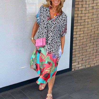 Luchtige maxi-jurk met V-hals en print – Valeria