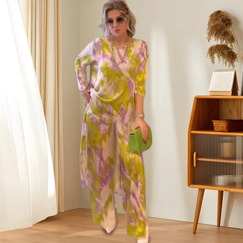 Dames set 2-delig print comfortabel modieus – Zelira