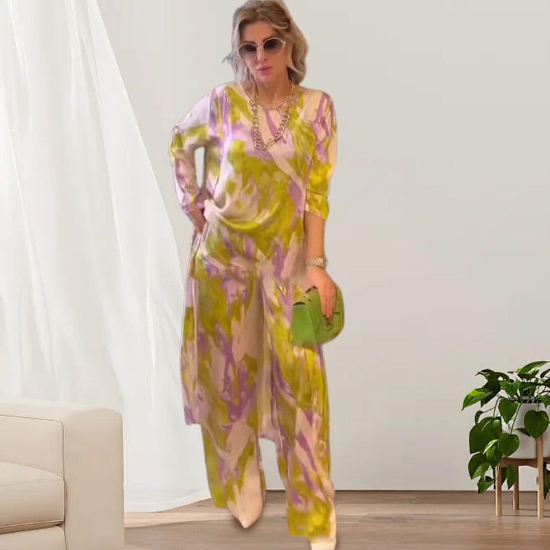 Dames set 2-delig print comfortabel modieus – Zelira
