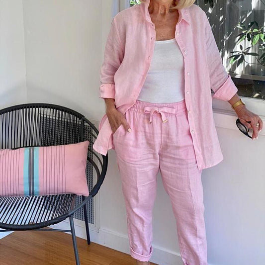 Linnen katoen dames set casual comfortabel chic – Avina