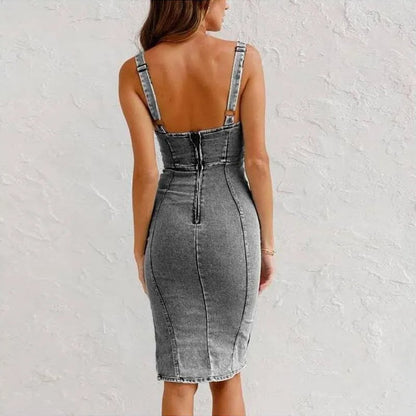 Denim zomerjurk met verstelbare bandjes – Emma
