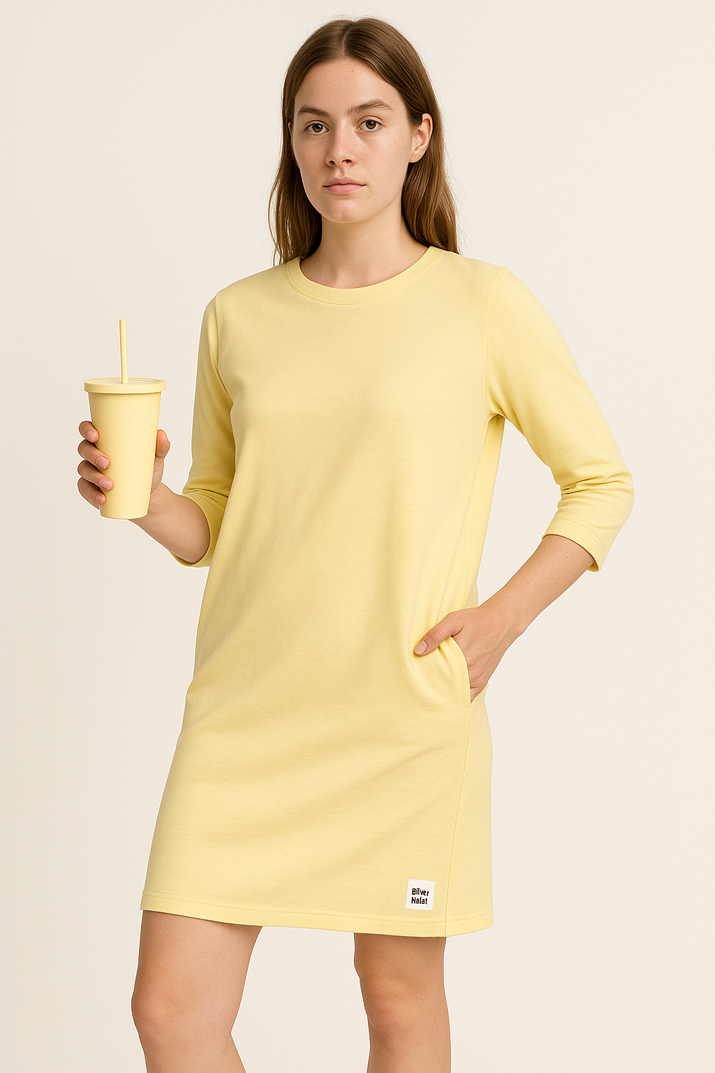 Midi-jurk met zakken en 3/4-mouwen – Fiore