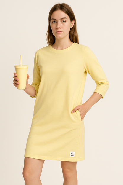 Midi-jurk met zakken en 3/4-mouwen – Fiore