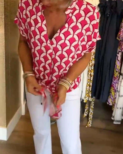 Dames top V-hals casual print comfortabel – Navina