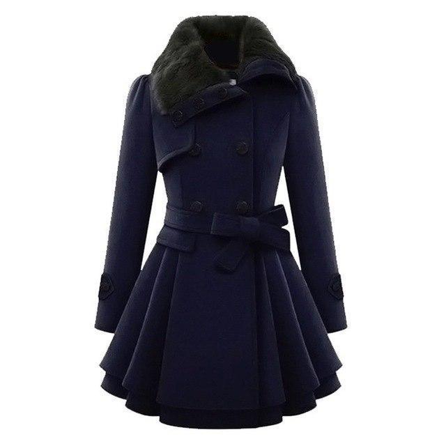 Trenchcoat met luxe nepkraag voor dames – Celeste