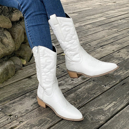 Cowboy Laarzen Dames Hoge Knie met Rits – Emma
