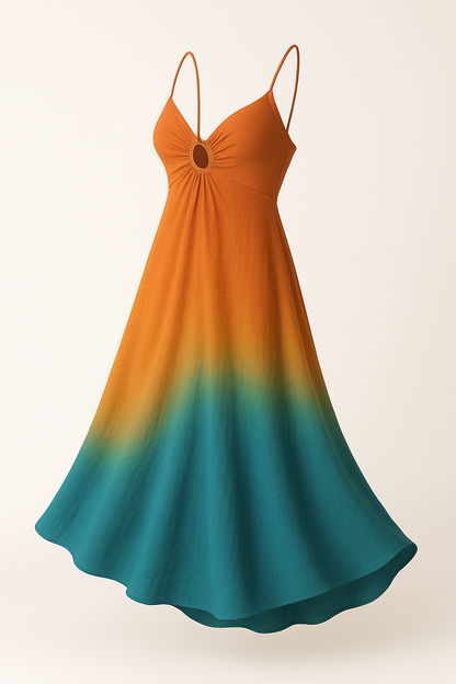 Lange Zomerjurk met Boho Stijl en Ombre Kleuren – Solea