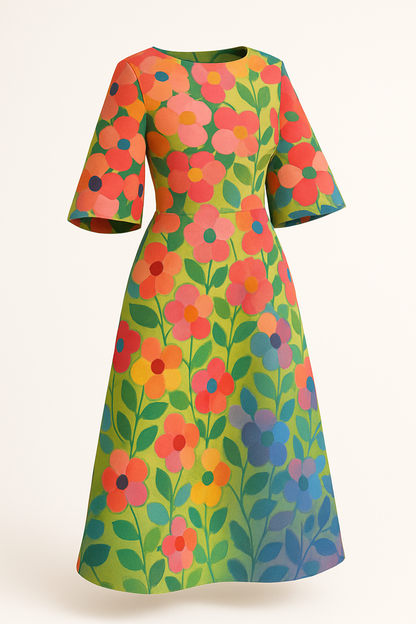 Elegante damesjurk met bloemenprint en pasvorm – Celeste