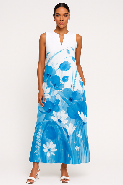 Turquoise damesjurk met glanseffect en taillering – Carolin