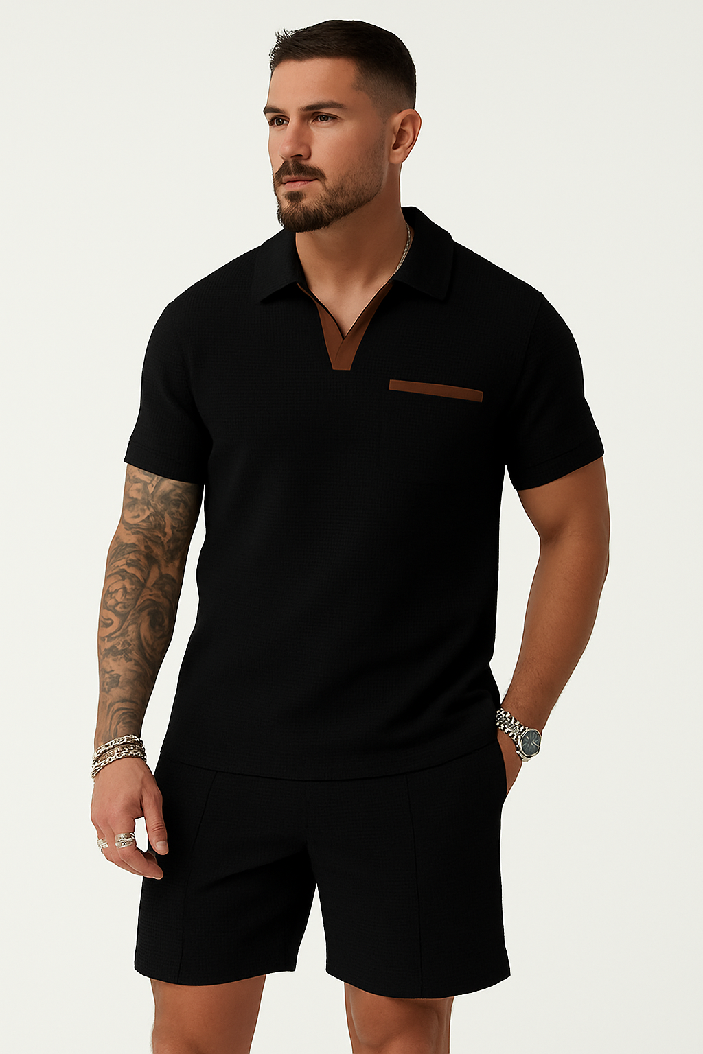 Korte mouwen heren shirt V-hals casual zomer – Dirk