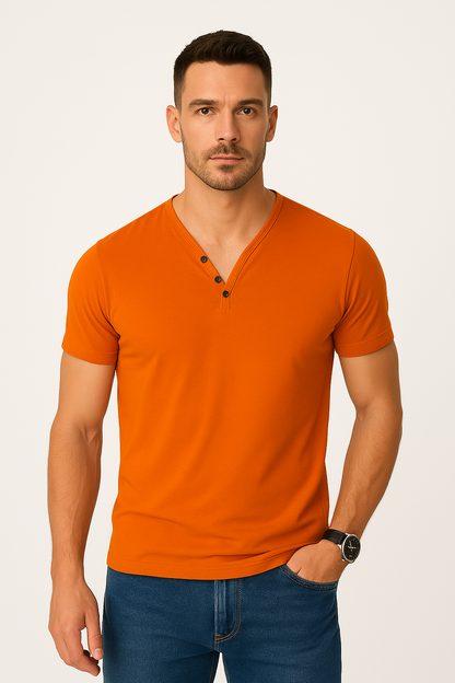 Casual heren T-shirt met V-hals en stretch – Joris