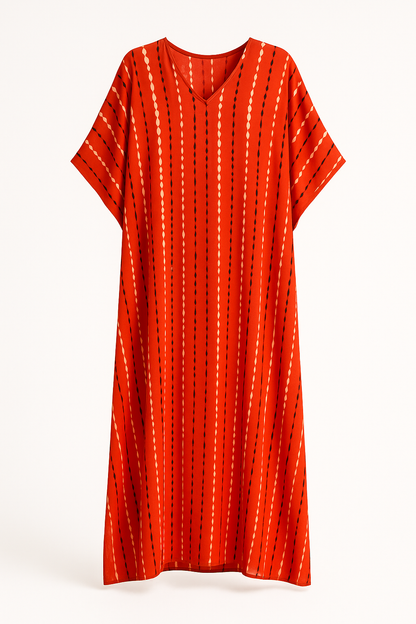 Rode Losse Kaftan Jurk voor Dames – Zherana