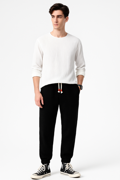 Moderne corduroy broek met Japanse stijlaccenten – Dirk