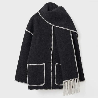 Warme Herfst-Winterjas met Afneembare Sjaal – Emma