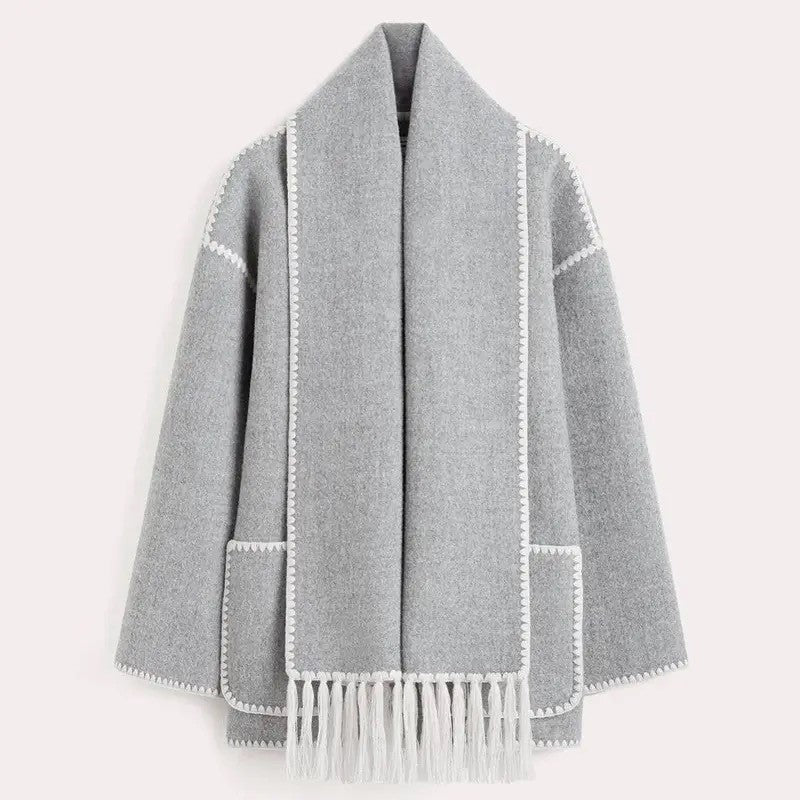 Warme Herfst-Winterjas met Afneembare Sjaal – Emma