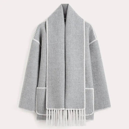 Warme Herfst-Winterjas met Afneembare Sjaal – Emma