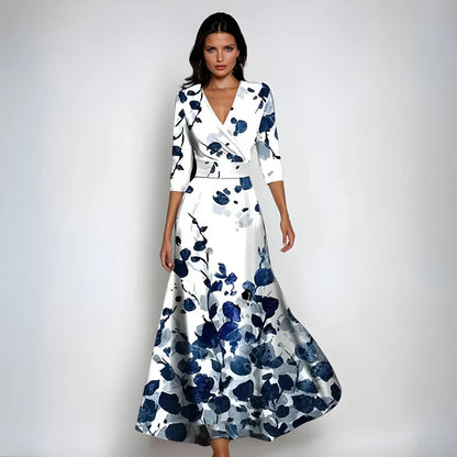 Maxi bloemenjurk dames wikkel elegant V-hals – Sophie
