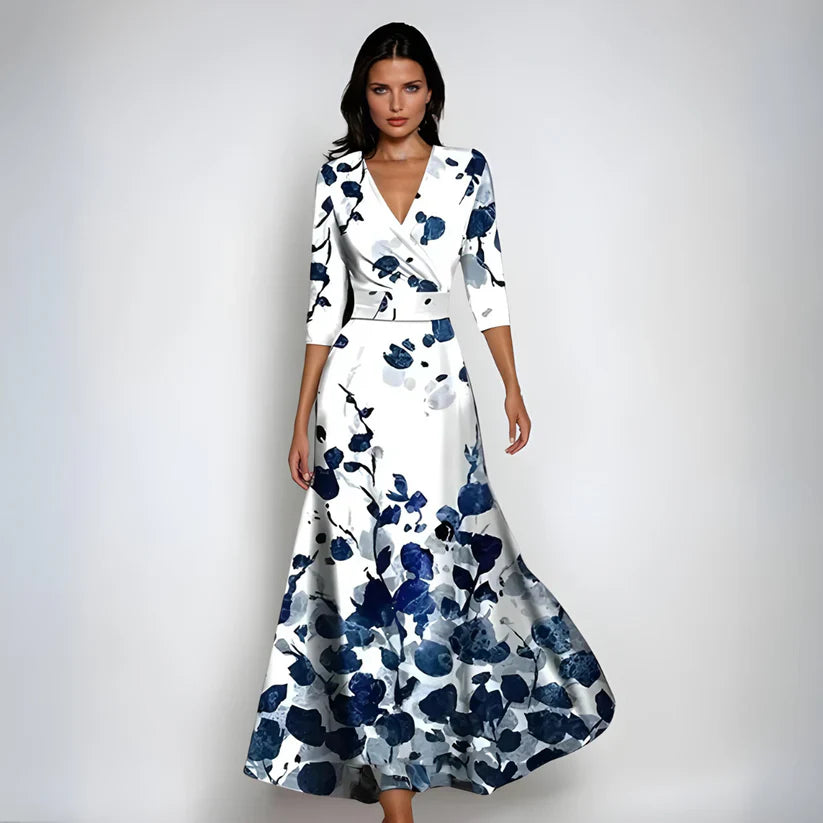 Wikkeljurk met bloemenprint en V-hals – Sophie