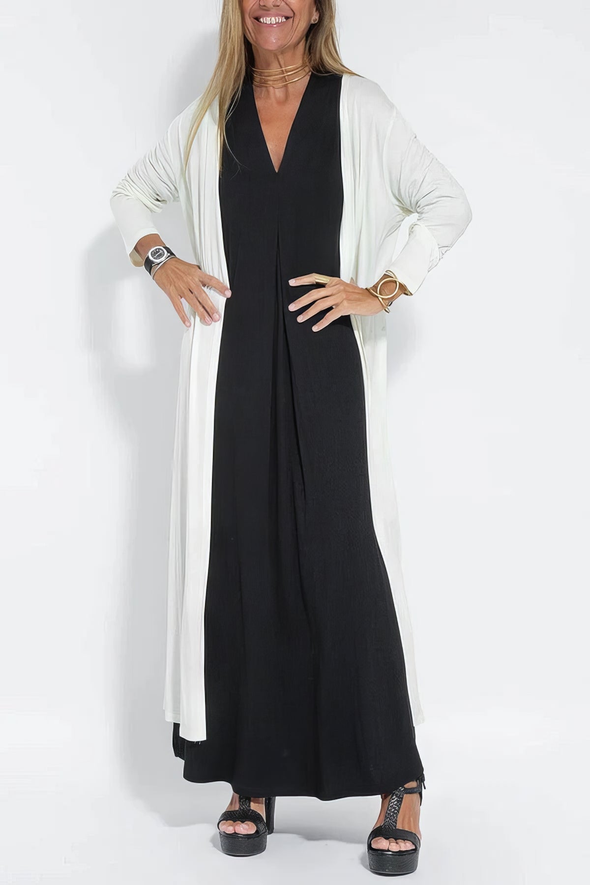 Lange dames jurk elegant ademend flatterend – Lyvazza