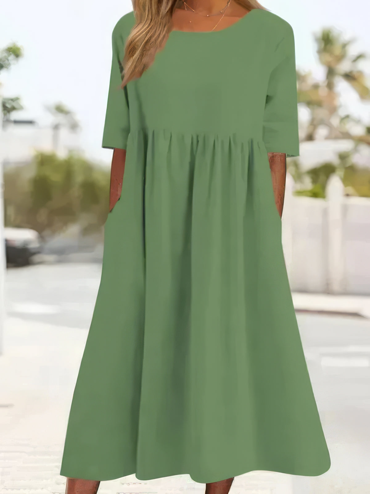 Luchtige relaxed maxi zomerjurk met korte mouwen – Alessia