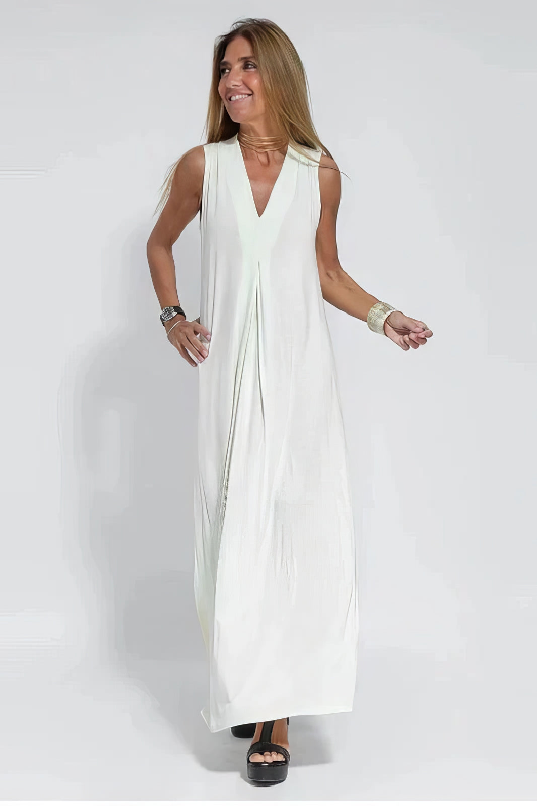 Lange dames jurk elegant ademend flatterend – Lyvazza