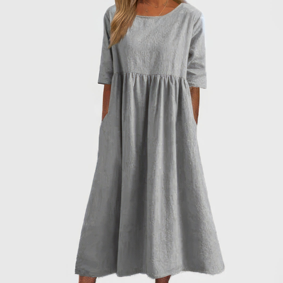 Luchtige relaxed maxi zomerjurk met korte mouwen – Alessia