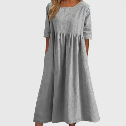 Luchtige relaxed maxi zomerjurk met korte mouwen – Alessia