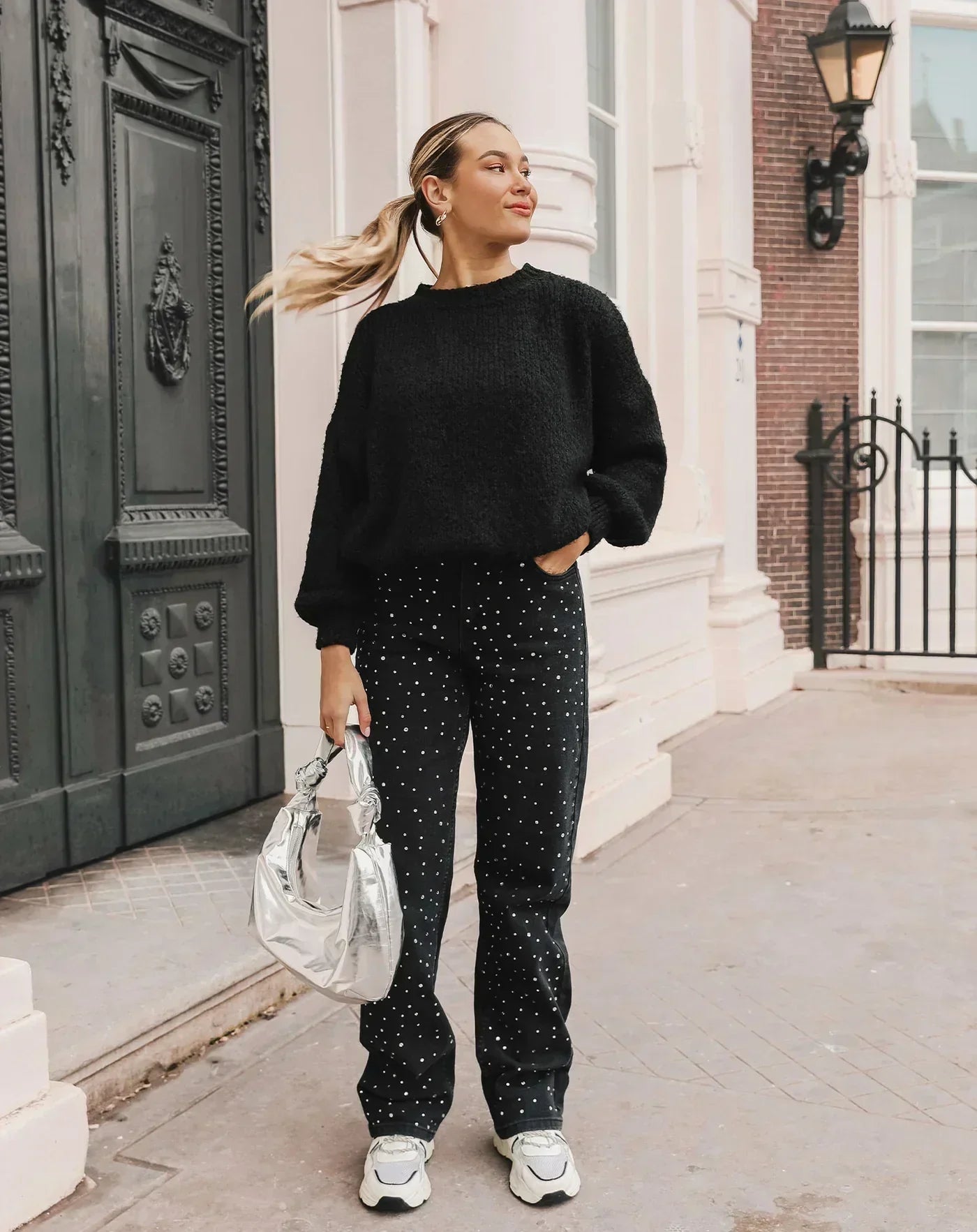 Glitter jeans met stretch voor dames – Celina